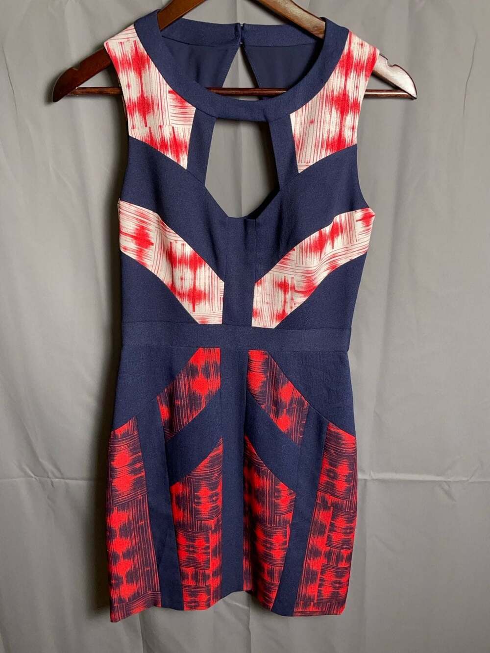 BCBGMaxAzria Sleeveless Cutout Patterned Bodycon Dress size 2